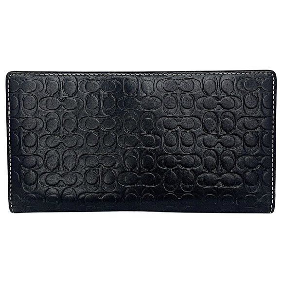 Coach Accessories - Coach New York Embossed Leather Checkbook Cover in Black